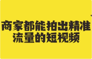商家都能拍出精准流量的短视频-财仔梦想资源网