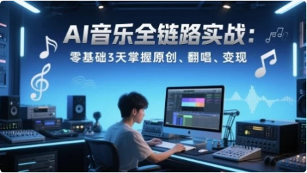 AI音乐全链路实战变现课：零基础3天掌握原创、翻唱、变现-财仔梦想资源网