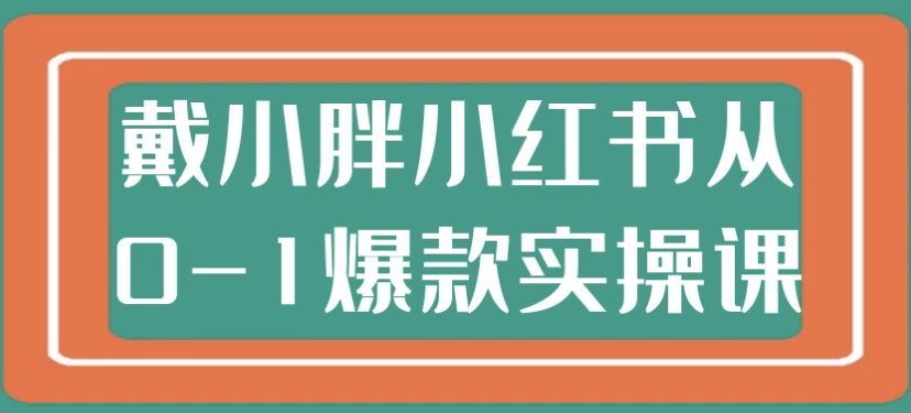 戴小胖小红书从0-1爆款实操课-财仔梦想资源网