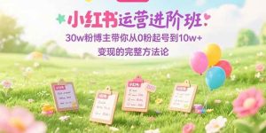 （15318期）小红书运营进阶班：30w粉博主带你从0粉起号到10w+变现的完整方法论-财仔梦想资源网