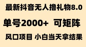 （15311期）抖音无人撸礼物8.0玩法全新风口见效果快全无人单号当天产出2000+-财仔梦想资源网