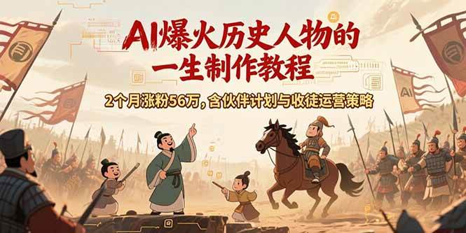 （15336期）AI历史人物赛道课程，2个月涨粉56万，含伙伴计划与收徒运营策略-财仔梦想资源网