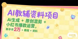 （15343期）AI教辅资料项目，AI生成+原创混剪+小红书爆款运营，新手月入2万+教程+资料-财仔梦想资源网