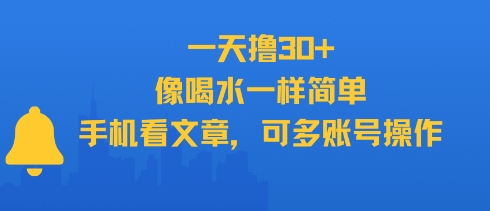 一天撸30+，像喝水一样简单，手机看文章，可多账号操作-财仔梦想资源网