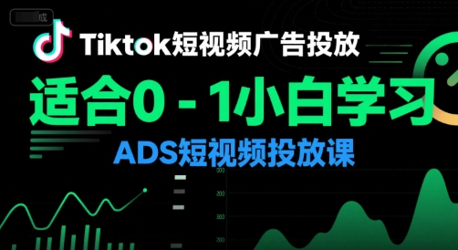 Tiktok短视频广告投放，适合0-1小白学习ADS短视频投放课-财仔梦想资源网