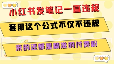 小红书发笔记一直违规，套用这个公式不仅不违规，来的还都是精准的付费粉-财仔梦想资源网