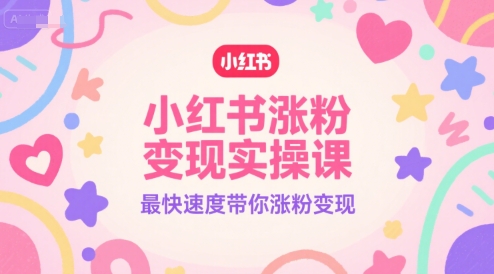 小红书涨粉变现实操课，最快速度带你涨粉变现-财仔梦想资源网