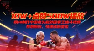 10W+点赞500W播放，用AI制作中国老头和外国拳王格斗视频，条条原创，快速涨粉变现-财仔梦想资源网