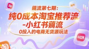 薅流第七期：纯0成本淘宝推荐流-小红书薅流最新版目，0投入的电商无货源玩法（附赠往期）-财仔梦想资源网