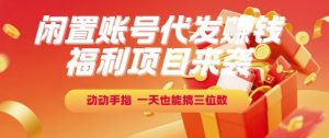 福利项目来袭，闲置账号代发挣钱，动动手指，一天也能搞三位数【揭秘】-财仔梦想资源网