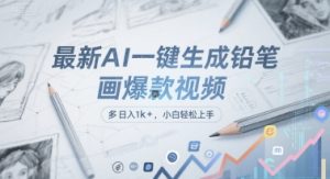最新AI一键生成铅笔画爆款视频，多平台分发，日入1k+，小白轻松上手【揭秘】-财仔梦想资源网