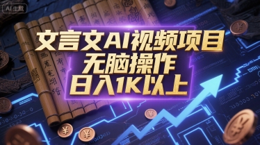 文言文AI视频项目，无脑操作，日入1K以上-财仔梦想资源网