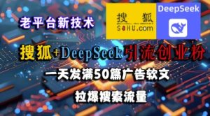 搜狐+DeepSeek引流创业粉，老平台新技术，一天发满50篇广告软文，拉爆搜索流量-财仔梦想资源网