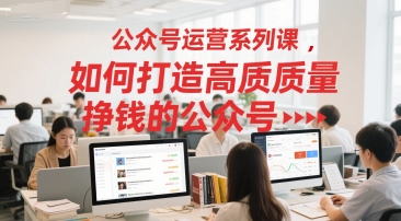公众号运营系列课，如何打造高质量挣钱的公众号-财仔梦想资源网