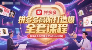 拼多多高阶打造爆款全套课程，解决拼多多店铺运营中99%的问题-财仔梦想资源网