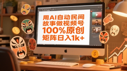 用AI自动民间故事做视频号，100%原创，矩阵日入1k+-财仔梦想资源网