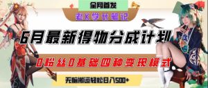 6月份最新得物创作者分成计划2.0玩法，0粉丝0基础四种模式变现，从隐蔽渠道无脑搬运，日入2张-财仔梦想资源网