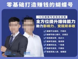 蝴蝶号专栏-视频号运营教程，零基础打造挣钱的蝴蝶号，14天蝴蝶号变现全攻略-财仔梦想资源网