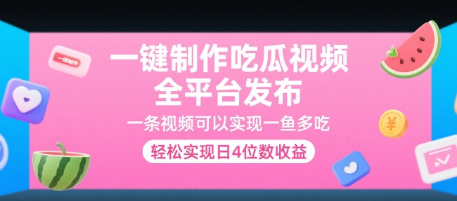 一键制作吃瓜视频，全平台发布，一条视频可以实现一鱼多吃，轻松实现日4位数收益【揭秘】-财仔梦想资源网