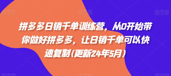 拼多多日销千单训练营，从0开始带你做好拼多多，让日销千单可以快速复制(更新25年6月)-财仔梦想资源网