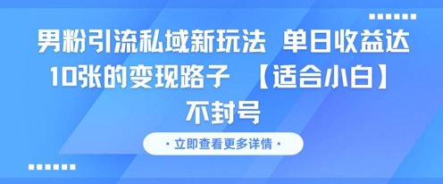 男粉引流私域新玩法，单日收益达10张的变现路子【适合小白】不封号-财仔梦想资源网
