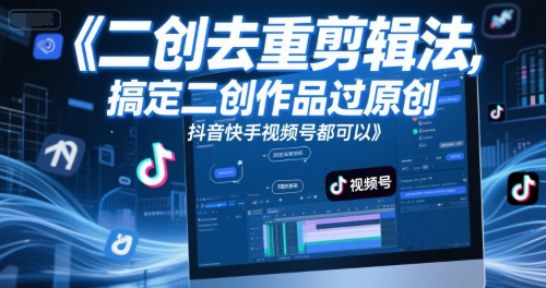 短视频二创去重剪辑法，搞定二创作品过原创，抖音快手视频号都可以-财仔梦想资源网