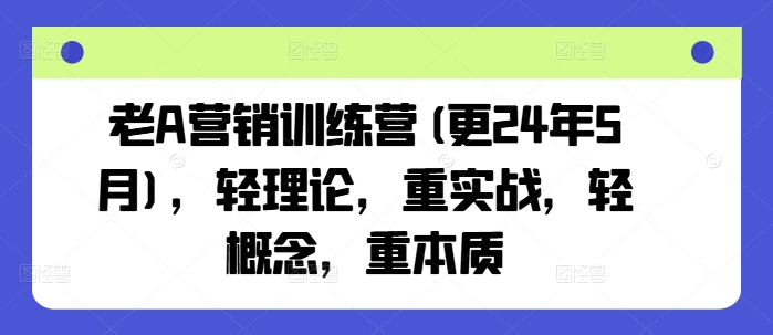 老A营销训练营(更25年6月)，轻理论，重实战，轻概念，重本质-财仔梦想资源网