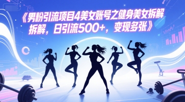 男粉引流项目4美女账号之健身美女拆解，日引流500+，变现多张-财仔梦想资源网