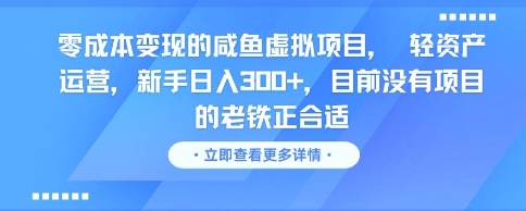 零成本变现的咸鱼虚拟项目，轻资产运营，新手日入3张+，目前没有项目的老铁正合适-财仔梦想资源网