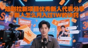 短剧拉新项目优秀新人代表分享新人怎么月入过1W的诀窍-财仔梦想资源网