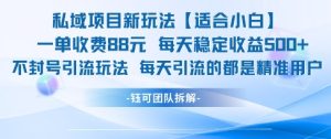 私域项目新玩法【适合小白】一单收费88.每天稳定收益几张-财仔梦想资源网