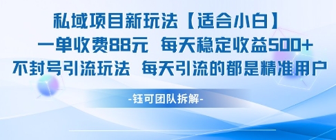 私域项目新玩法【适合小白】一单收费88.每天稳定收益几张-财仔梦想资源网