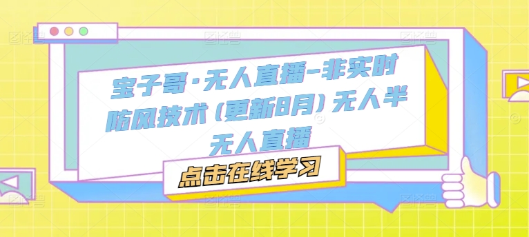 宝子哥·无人直播-非实时防风技术(更新25年6月)无人半无人直播-财仔梦想资源网