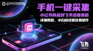 手机一键采集小红书商品到飞书多维表格，详细教程，小白应该很容易操作-财仔梦想资源网