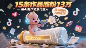 用AI制作幼崽代言人，宝宝的控诉火爆全网，15条作品涨粉13W，单号月入5位数实操教程-财仔梦想资源网