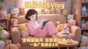单个账号涨粉71W!用AI制作独居女孩Vlog,宫崎骏画风,治愈感拉满,一条广告报价3W-财仔梦想资源网
