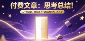 付费文章：思考总结！人一旦开窍，就打开了那扇一通百通的大门两万字-财仔梦想资源网