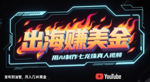 出海挣美金，用AI制作七龙珠真人视频，发布到油管，条条爆火，月入几W美刀-财仔梦想资源网