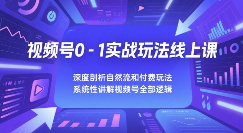 视频号0-1实战玩法线上课，深度剖析自然流和付费玩法，统性讲解视频号全部逻辑-财仔梦想资源网