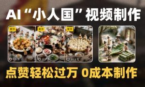 爆款1000W+播放微缩景观迷你小人国AI视频0成本制作全流程教学-财仔梦想资源网