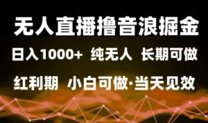 无人直播撸音浪掘金，日入1k+，纯无人红利期，小白可做，当天见效【揭秘】-财仔梦想资源网