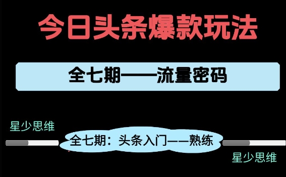 头条系列全七期项目拆解，全是干货，新手从0-1必经过程，99的人会踩的坑-财仔梦想资源网