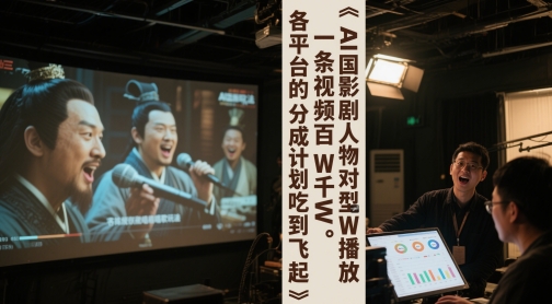 AI三国影视剧人物对口型唱歌玩法，一条视频百W千W播放，各平台的分成计划吃到飞起-财仔梦想资源网