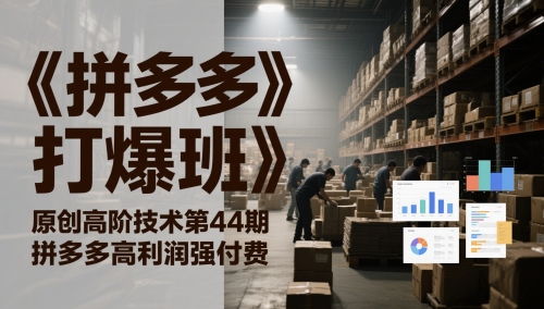 《拼多多打爆班》原创高阶技术第44期，拼多多高利润强付费-财仔梦想资源网