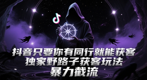 抖音只要你有同行就能获客，独家野路子获客玩法，暴力截流【揭秘】-财仔梦想资源网