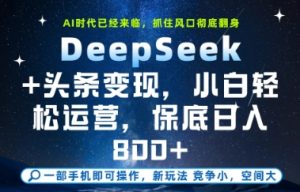 DeepSeek+头条变现，保姆级教学，小白轻松上手，日入8张+【揭秘】-财仔梦想资源网