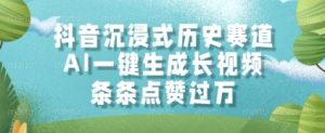 抖音沉浸式历史赛道，AI一键生成长视频，条条点赞过W【揭秘】-财仔梦想资源网