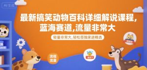 最新搞笑动物百科详细解说课程，蓝海赛道，流量非常大，轻松签独家进精选-财仔梦想资源网