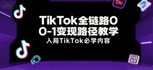 TikTok全链路0-1变现路径教学，入局TikTok必学内容-财仔梦想资源网
