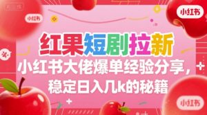 红果短剧拉新小红书大佬爆单经验分享，稳定日入几k的秘籍-财仔梦想资源网